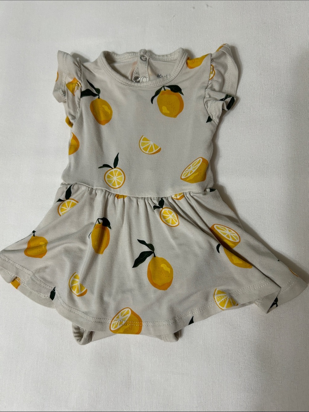 Kyte BABY Skirted Onsie, 0-3 mo, lemon print
